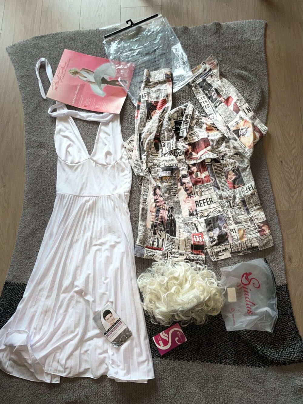 Marilyn Monroe Costume Dress, wig (NWT) & Jacket - Halloween combo  - Norma Jean